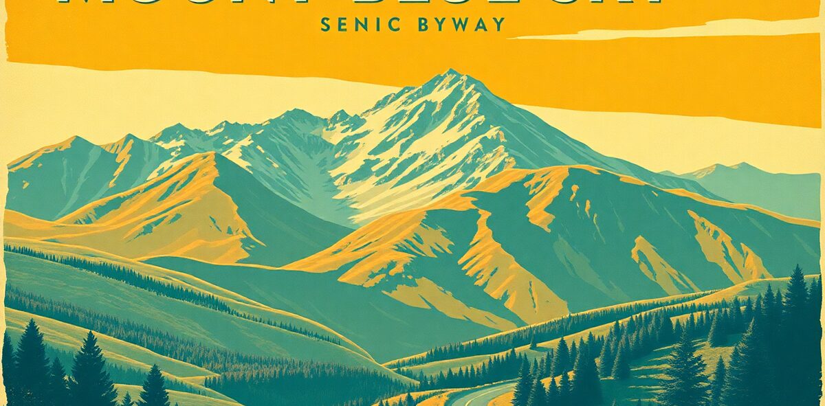 Illustrated featured image of Mount Blue Sky Scenic Byway (formerly Mount Evans), Mount Blue Sky, Colorado — a Kick-It Pick