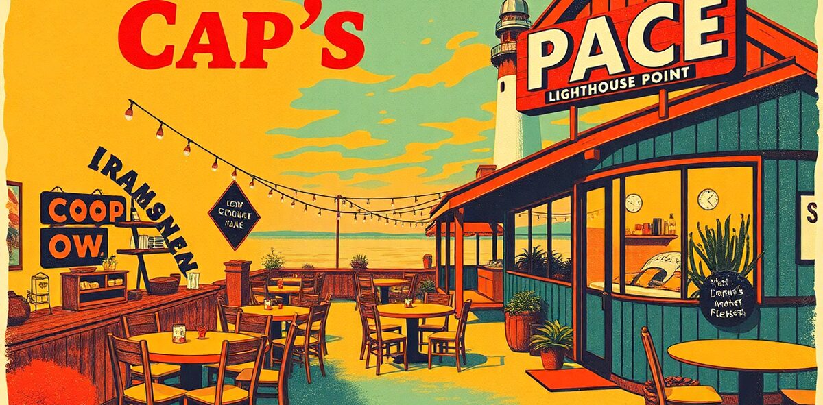 Illustrated featured image of Cap's Place, Lighthouse Point, Florida — a Kick-It Pick