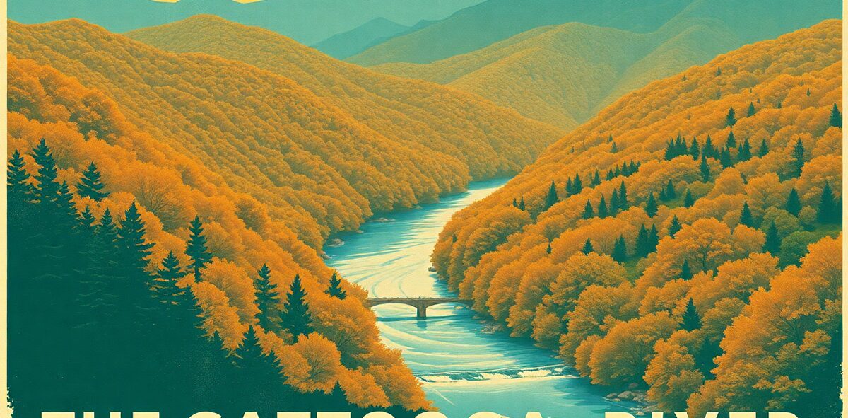 Illustrated featured image of The Chattooga River, Clayton, Georgia — a Kick-It Pick