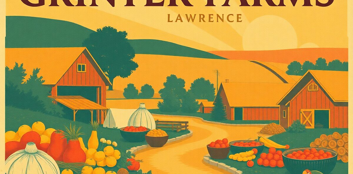 Illustrated featured image of Grinter Farms, Lawrence, Kansas — a Kick-It Pick