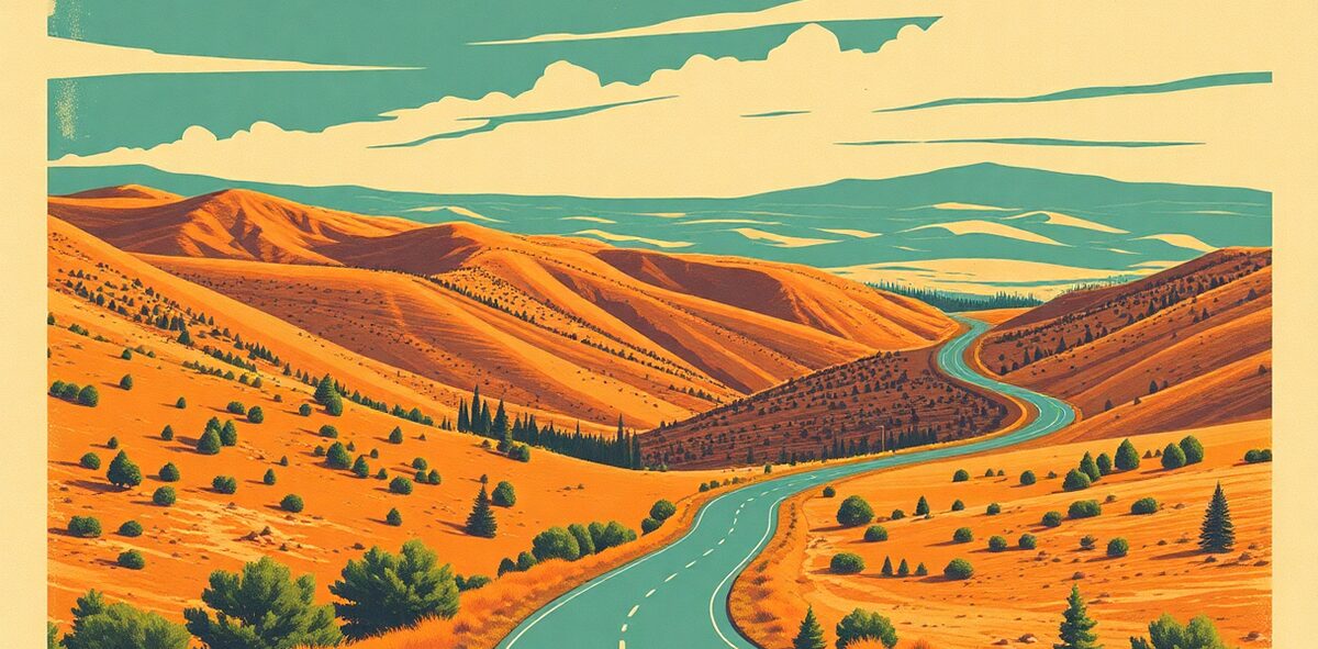 Illustrated featured image of Gypsum Hills Scenic Byway, Medicine Lodge, Kansas — a Kick-It Pick