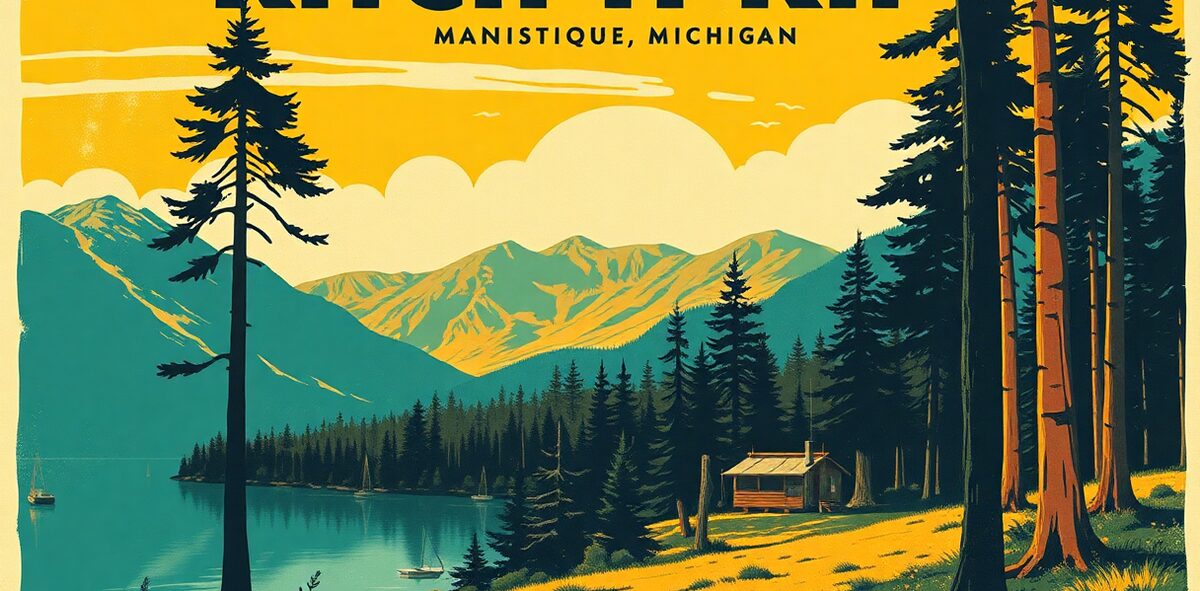 Illustrated featured image of Kitch-iti-kipi at Palms Book State Park, Manistique, Michigan — a Kick-It Pick
