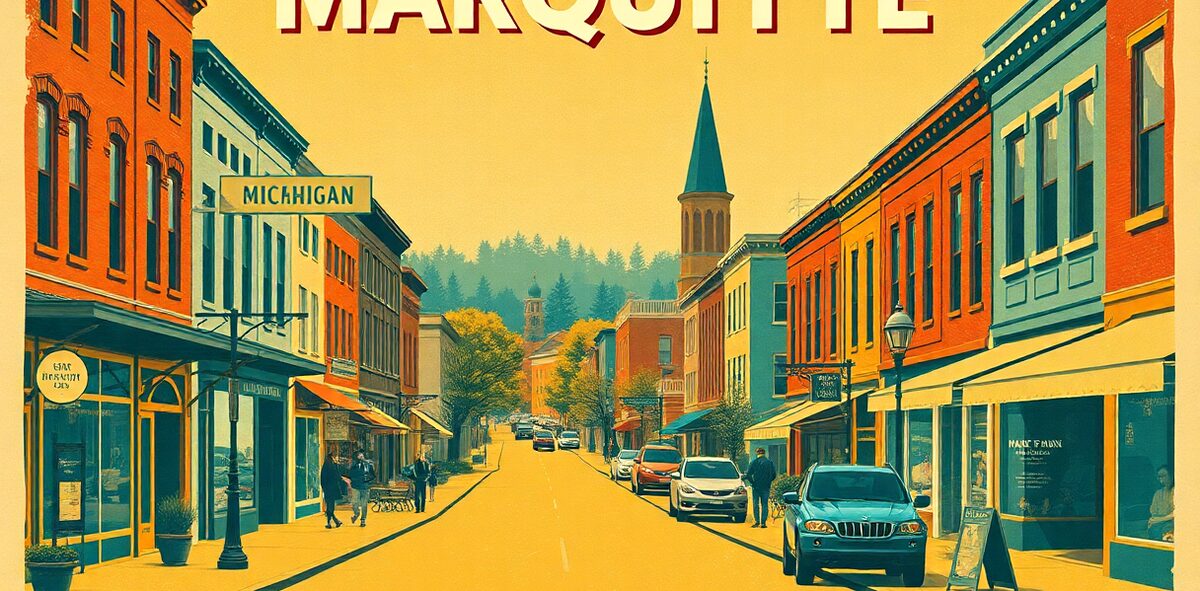 Illustrated featured image of Marquette, Marquette, Michigan — a Kick-It Pick