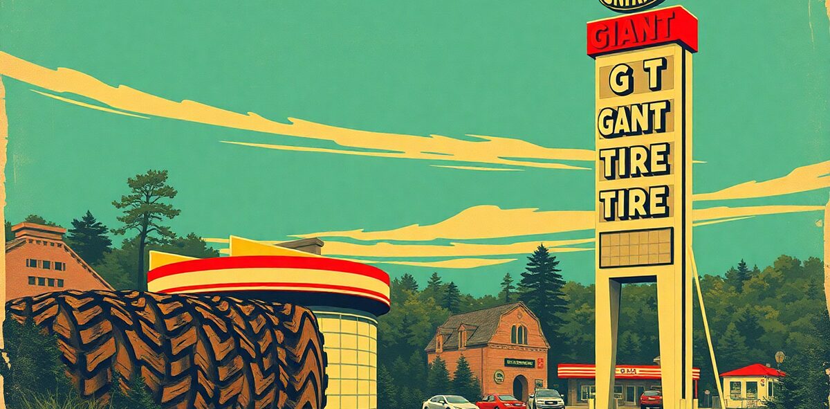 Illustrated featured image of Uniroyal Giant Tire, Allen Park, Michigan — a Kick-It Pick