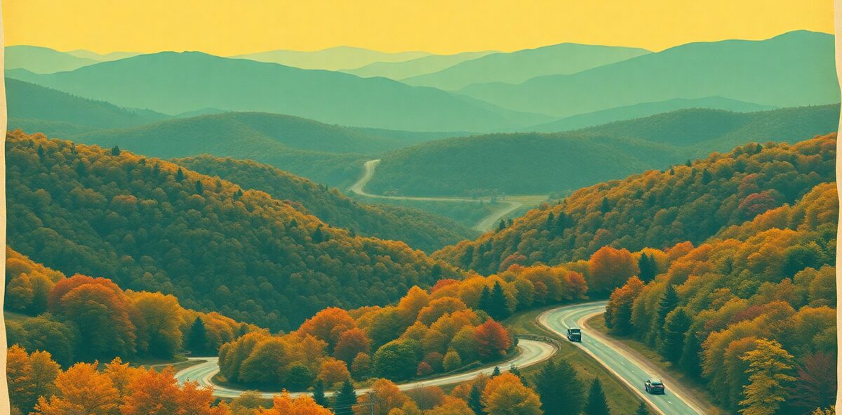 Illustrated featured image of Cherokee Foothills Scenic Byway (SC Highway 11), Cleveland to Gaffney, South Carolina — a Kick-It Pick