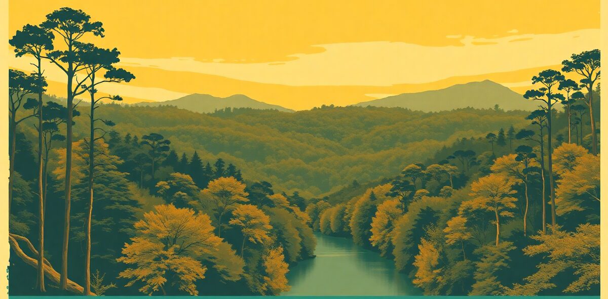 Illustrated featured image of Congaree National Park, Congaree National Park, South Carolina — a Kick-It Pick