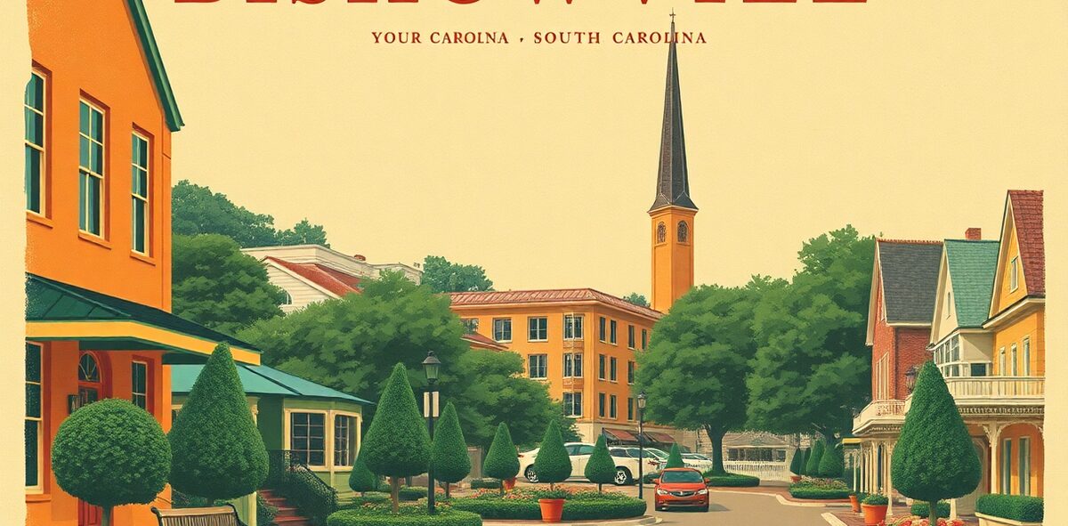 Illustrated featured image of Bishopville & the Pearl Fryar Topiary Garden, Bishopville, South Carolina — a Kick-It Pick