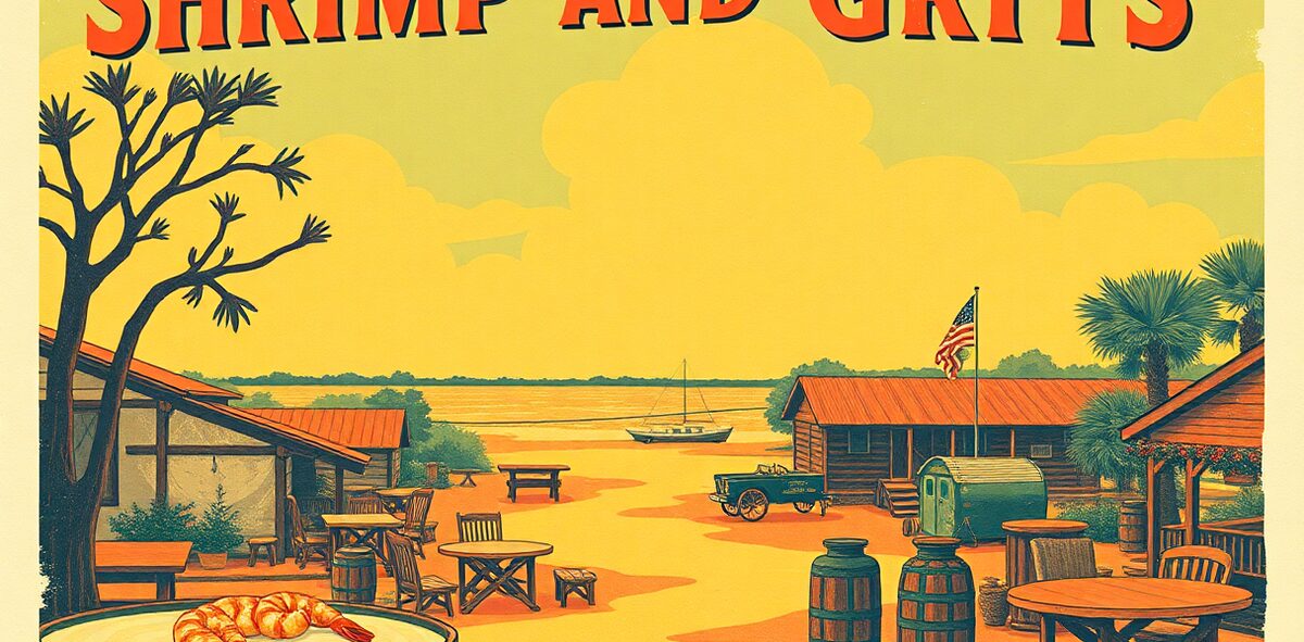 Illustrated featured image of Shrimp and Grits, the Lowcountry, South Carolina — a Kick-It Pick