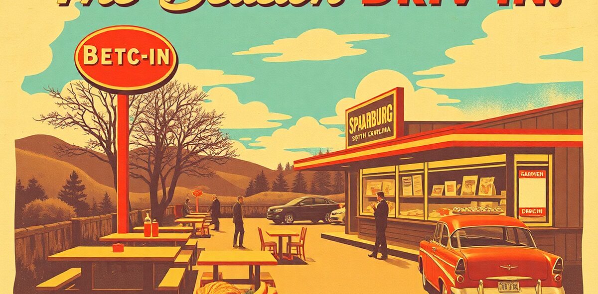 Illustrated featured image of The Beacon Drive-In, Spartanburg, South Carolina — a Kick-It Pick