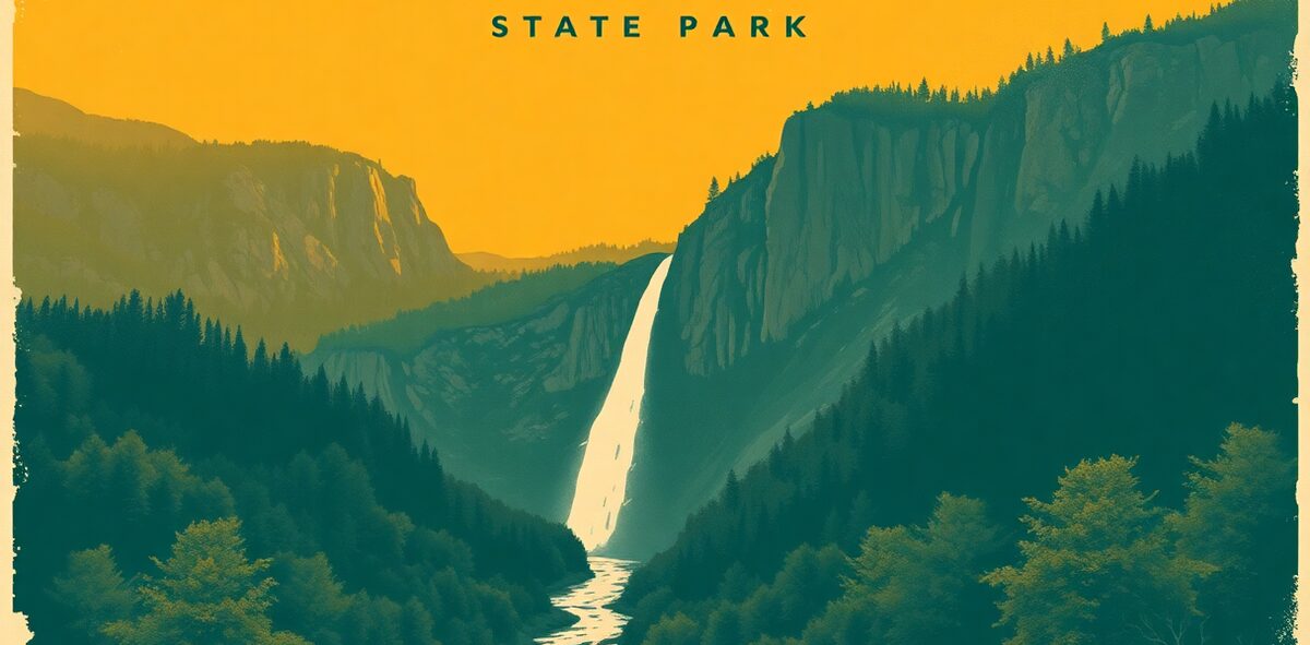 Illustrated featured image of Fall Creek Falls State Park, Spencer, Tennessee — a Kick-It Pick