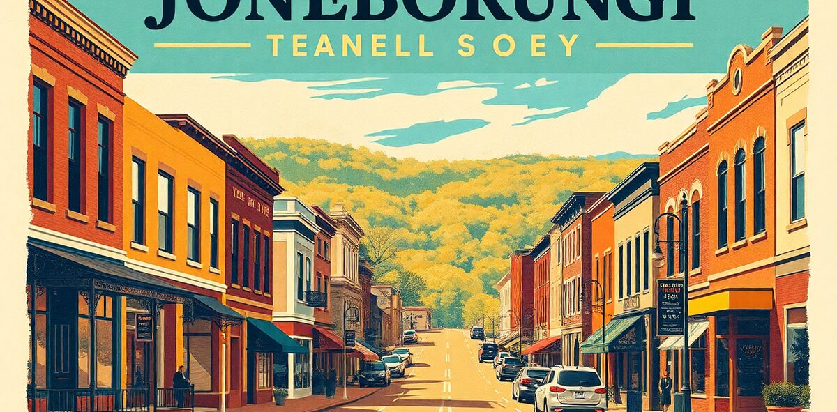 Illustrated featured image of Historic District & National Storytelling Center, Jonesborough, Tennessee — a Kick-It Pick