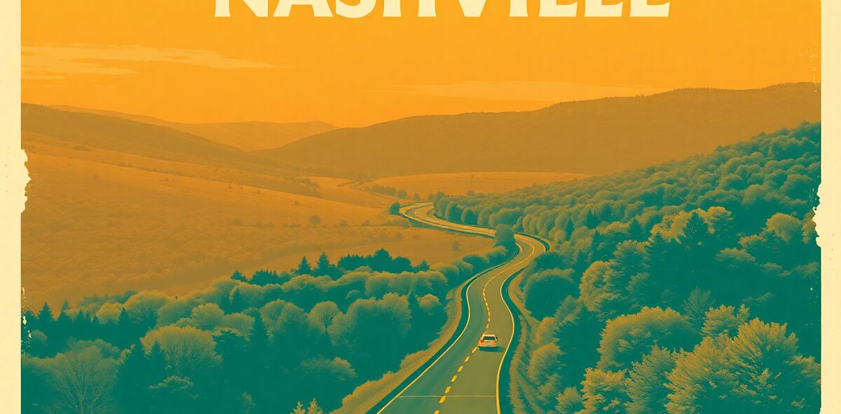 Illustrated featured image of Nashville → Alabama/Mississippi line, Nashville toward the Alabama line, Tennessee — a Kick-It Pick