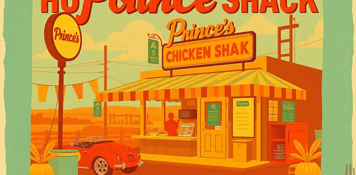 Illustrated featured image of Prince's Hot Chicken Shack, Nashville, Tennessee — a Kick-It Pick
