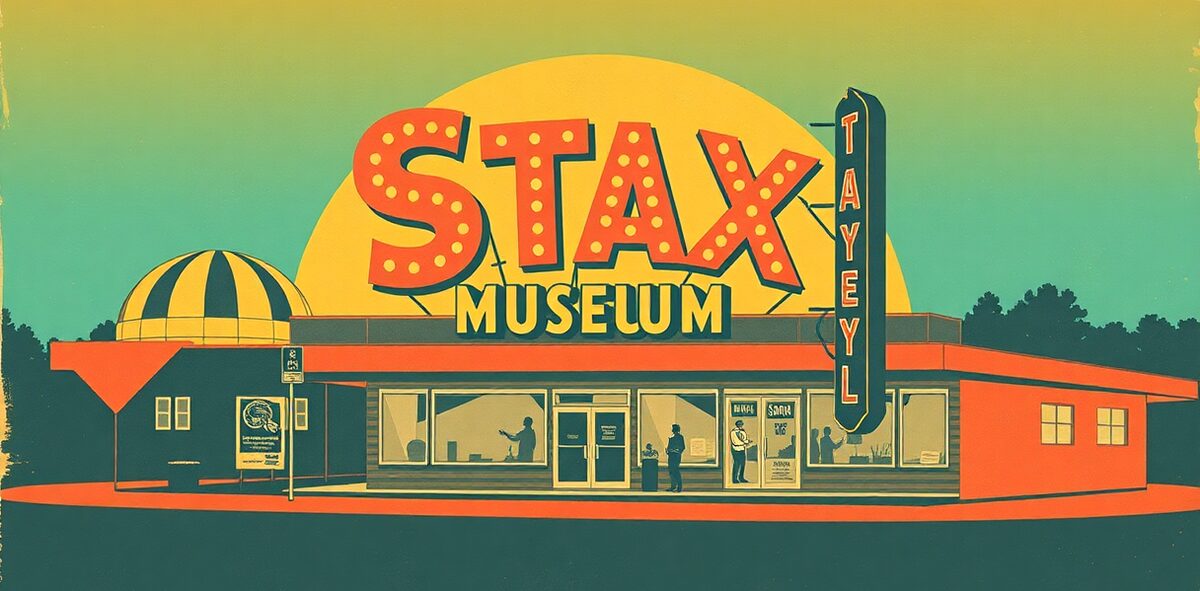 Illustrated featured image of Stax Museum of American Soul Music, Memphis, Tennessee — a Kick-It Pick