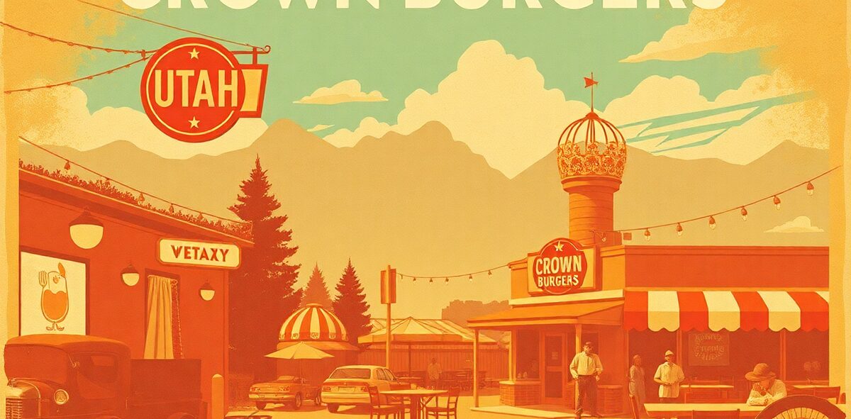 Illustrated featured image of Crown Burgers, Salt Lake City, Utah — a Kick-It Pick