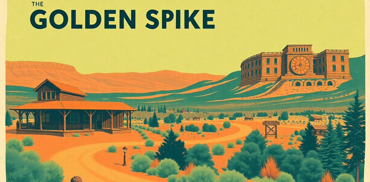 Illustrated featured image of Golden Spike National Historical Park, Golden Spike, Promontory, Utah — a Kick-It Pick