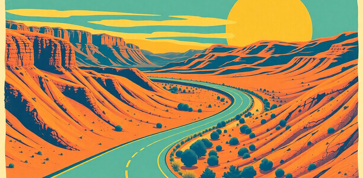 Illustrated featured image of Scenic Byway 12 (Panguitch → Escalante → Boulder → Torrey), Scenic Byway 12, Utah — a Kick-It Pick